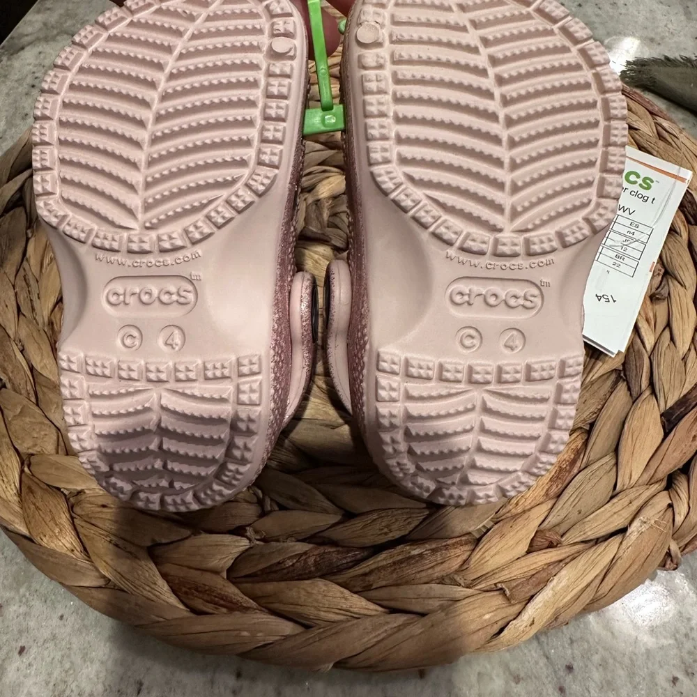 CROCS Kids pink Glitter Clog - Sparkling Pink nwt‎